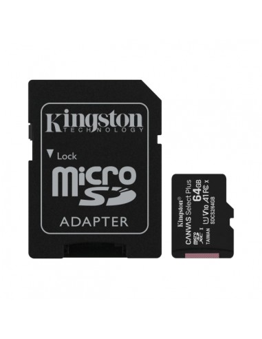 Kingston Tarjeta Micro SDXC 64GB Clase 10 100MB s Canvas Select Plus-Adaptador SD