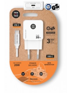 TechOneTech Cargador de Pared UltrarrÃ¡pido GaN 20w Blanco-cable USB-C