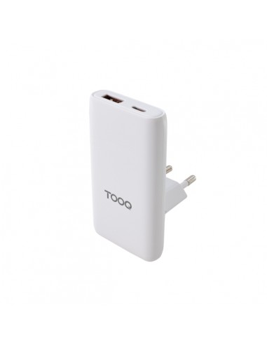Tooq Adaptador de Viaje - Compatibilidad con EU-KR-UK - Tecnologia GaN 65W - Puerto USB-C PD y USB-A QC - Color Blanco