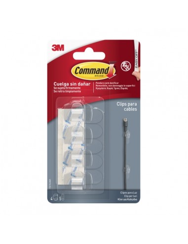 Command Clips Organizador de Cables - Redondos - Uso en Interior - Color Transparente
