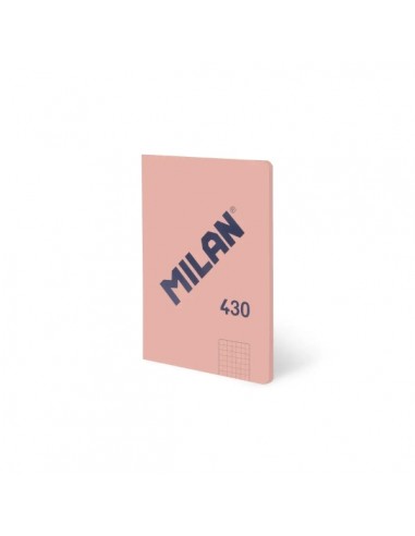 Milan 430 Libreta Encolada Formato A5 Cuadricula 5x5 - 48 Hojas de 95 gr m2 - Microperforado - Tapa Blanda - Color Rosa