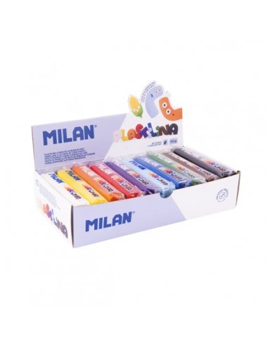 Milan Caja con 10 Barras de Plastilina de 150gr - Base de Almidon de Maiz - Sin Gluten - Mezclables - Colores Surtidos