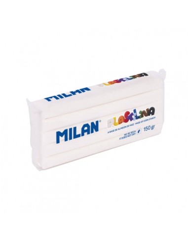 Milan Barra de Plastilina de 150gr - Base de Almidon de Maiz - Sin Gluten - Mezclables - Color Blanco