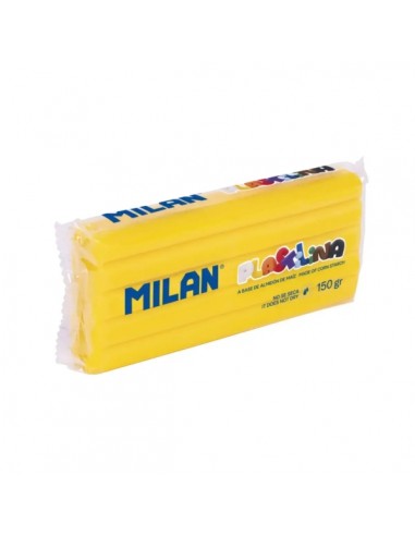 Milan Barra de Plastilina de 150gr - Base de Almidon de Maiz - Sin Gluten - Mezclables - Color Amarillo