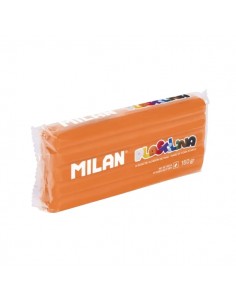 Milan Barra de Plastilina de 150gr - Base de Almidon de Maiz - Sin Gluten - Mezclables - Color Naranja