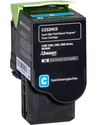 Lexmark C2325 C2425 C2535 MC2325 MC2425 MC2535 MC2640 Cyan Cartucho de Toner Original - C232HC0