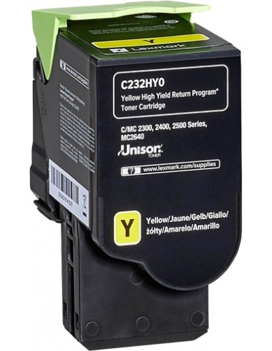 Lexmark C2325 C2425 C2535 MC2325 MC2425 MC2535 MC2640 Amarillo Cartucho de Toner Original - C232HY0
