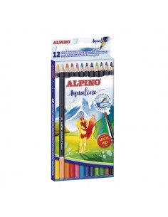 Alpino Aqualine Pack con 12 Lapices de Colores Hexagonales Acuarelables - Mina de 3.3mm - Colores Surtidos