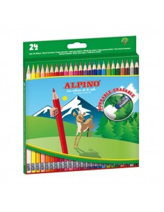 Alpino Pack con 24 Lapices de Colores Hexagonales Borrables - Mina de 3mm - Goma de Borrar del mismo Color - Resistente a la