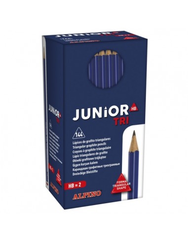 Alpino Junior Tri Pack con 144 Lapices de Grafito HB Triangulares - Espacio para el Nombre