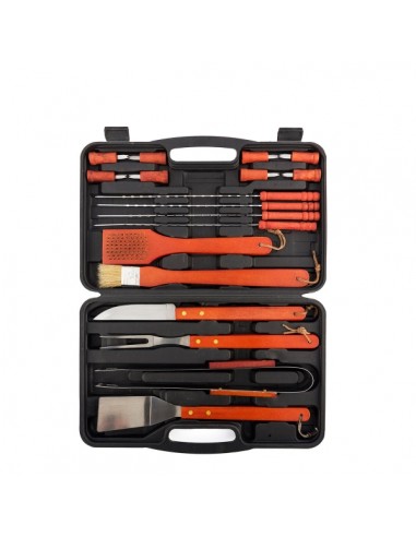 Innovagoods Set de 18 Accesorios para Barbacoas con Maletin - Espatula - Tenedor - Cuchillo - Pinzas - Brocha - Cepillo