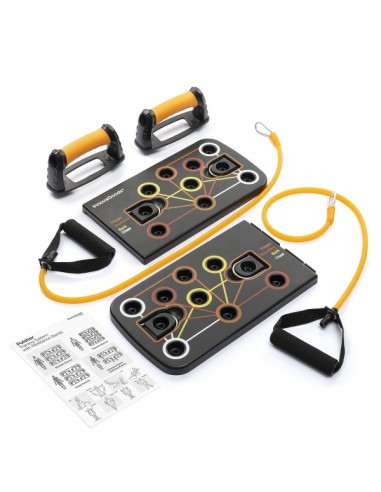 Innovagoods Pulsher Set de Entrenamiento con Bandas de Resistencia - Guia de Ejercicios - Desmontable - Antideslizante -