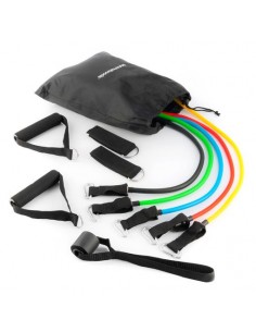 Innovagoods Rebainer Set de 5 Bandas de Resistencia con Accesorios - Resistencia Ajustable - Guia de Ejercicios - Portatil -