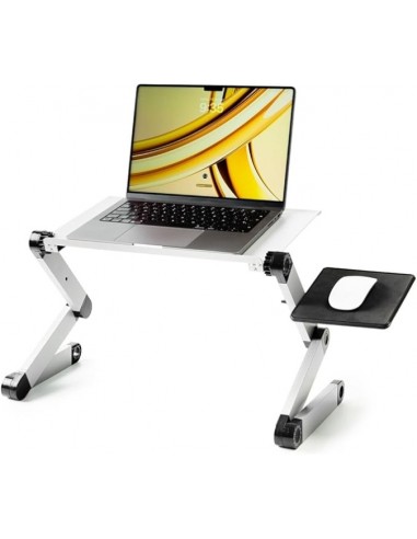 Innovagoods Omnible Mesa Ajustable Multiposicion para Portatil de Aluminio - Plegable - Soporta hasta 15kg - Bandeja para