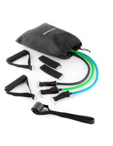 Innovagoods Tribainer Set de 3 Bandas de Resistencia con Accesorios - Resistencia Ajustable - Guia de Ejercicios - Portatil -