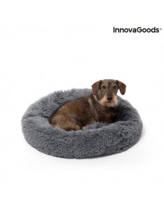 Innovagoods Bepess Cama Antiestres Redonda para Mascotas - Diametro 60cm - Borde Elevado - Antideslizante - Color Gris