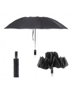 Innovagoods Folbrella Paraguas de Cierre Inverso con Luz LED - Reflectante - Antigoteo - Compacto - Ligero - Color Negro y