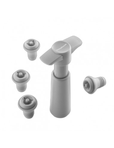 Innovagoods Winuum Bomba Manual de Vacio y Tapones para Vino - Incluye 4 Tapones Reutilizables - Evita Oxidacion Del Vino -