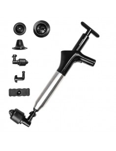 Innovagoods Jetpro Desatascador de Aire Comprimido 5 en 1 con Accesorios - Alta Presion - Acero Inoxidable - Manometro