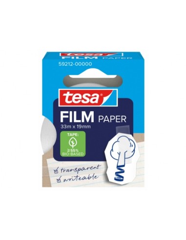 Tesa Paper Pack de 1 Cinta Adhesiva de Papel 19mm x 33 Metros - Casi Invisible en Superficies de Color Claro - Se puede