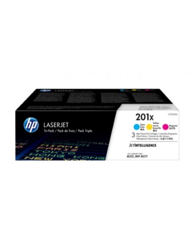 HP CF401X CF402X CF403X Pack de 3 Cartuchos de Toner Originales - 201X