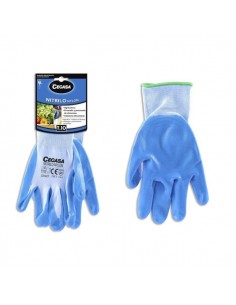 Cegasa Guantes de Trabajo Talla 10 - Fabricados en Nylon con Recubimiento de Nitrilo en Palma y Dedos - Color Azul