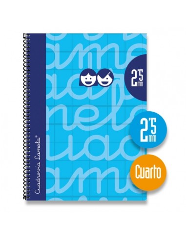 Lamela Cuaderno Espiral con 80 Hojas de 70g m2 con Margen - Formato Cuarto - Pauta Cuadrovia de 2.5mm - Cubierta Extra Dura -