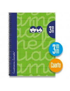 Lamela Cuaderno Espiral con 80 Hojas de 70g m2 con Margen - Formato Cuarto - Pauta Cuadrovia de 3mm - Cubierta Extra Dura -