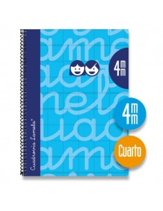 Lamela Cuaderno Espiral con 80 Hojas de 70g m2 con Margen - Formato Cuarto - Pauta Cuadrovia de 4mm - Cubierta Extra Dura -