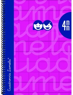 Lamela Cuaderno Espiral con 80 Hojas de 90g m2 con Margen - Formato Cuarto - Pauta Cuadrovia de 4mm - Cubierta Extra Dura -