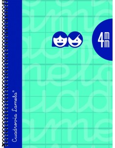 Lamela Cuaderno Espiral con 80 Hojas de 90g m2 con Margen - Formato Cuarto - Pauta Cuadrovia de 4mm - Cubierta Extra Dura -