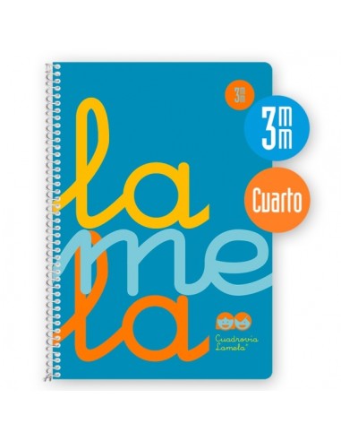 Lamela Cuaderno Espiral con 80 Hojas de 90g m2 con Margen - Formato Cuarto - Pauta Cuadrovia de 3mm - Cubierta Extra Dura -