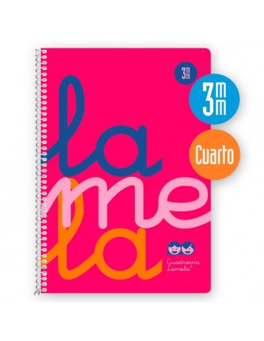 Lamela Cuaderno Espiral con 80 Hojas de 90g m2 con Margen - Formato Cuarto - Pauta Cuadrovia de 3mm - Cubierta Extra Dura -