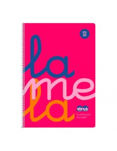 Lamela Cuaderno Espiral con 80 Hojas de 90g m2 con Margen - Formato Cuarto - Pauta Cuadrovia de 5mm - Cubierta Extra Dura -