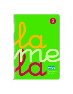 Lamela Cuaderno Espiral con 80 Hojas de 90g m2 con Margen - Formato Cuarto - Pauta Cuadrovia de 5mm - Cubierta Extra Dura -