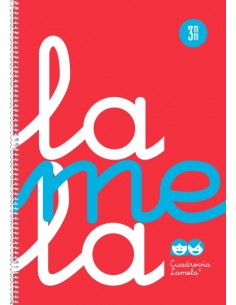 Lamela Cuaderno Espiral con 80 Hojas de 90g m2 con Margen - Formato Cuarto - Pauta Cuadrovia de 3mm - Cubierta Extra Dura -