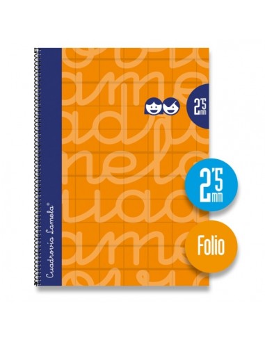 Lamela Cuaderno Espiral con 80 Hojas de 90g m2 con Margen - Formato Folio - Pauta Cuadrovia de 2.5mm - Cubierta Extra Dura -