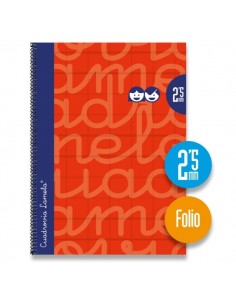 Lamela Cuaderno Espiral con 80 Hojas de 90g m2 con Margen - Formato Folio - Pauta Cuadrovia de 2.5mm - Cubierta Extra Dura -