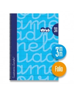 Lamela Cuaderno Espiral con 80 Hojas de 90g m2 con Margen - Formato Folio - Pauta Cuadrovia de 3mm - Cubierta Extra Dura -