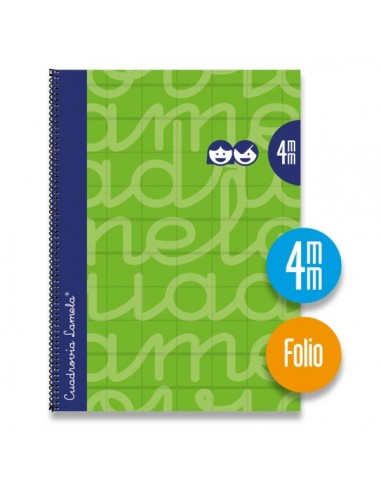 Lamela Cuaderno Espiral con 80 Hojas de 90g m2 con Margen - Formato Folio - Pauta Cuadrovia de 4mm - Cubierta Extra Dura -