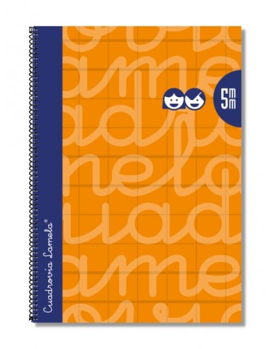 Lamela Cuaderno Espiral con 80 Hojas de 90g m2 con Margen - Formato Folio - Pauta Cuadrovia de 5mm - Cubierta Extra Dura -