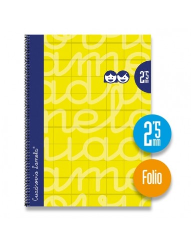 Lamela Cuaderno Espiral con 80 Hojas de 90g m2 con Margen - Formato Folio - Pauta Cuadrovia de 2.5mm - Cubierta Extra Dura -