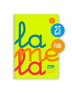 Lamela Cuaderno Espiral con 80 Hojas de 90g m2 con Margen - Formato Folio - Pauta Cuadrovia de 2.5mm - Cubierta de