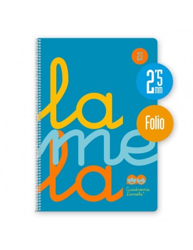 Lamela Cuaderno Espiral con 80 Hojas de 90g m2 con Margen - Formato Folio - Pauta Cuadrovia de 2.5mm - Cubierta de