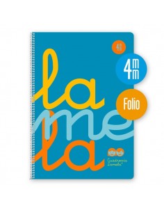 Lamela Cuaderno Espiral con 80 Hojas de 90g m2 con Margen - Formato Folio - Pauta Cuadrovia de 4mm - Cubierta de