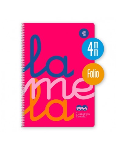 Lamela Cuaderno Espiral con 80 Hojas de 90g m2 con Margen - Formato Folio - Pauta Cuadrovia de 4mm - Cubierta de