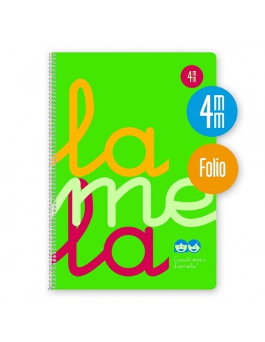 Lamela Cuaderno Espiral con 80 Hojas de 90g m2 con Margen - Formato Folio - Pauta Cuadrovia de 4mm - Cubierta de