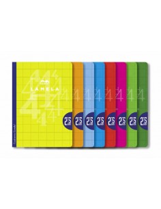 Lamela Pack de 10 Libretas Grapadas con 50 Hojas de 90g m2 con Margen - Formato A4 - Pauta Cuadrovia de 2.5mm - Cubierta de