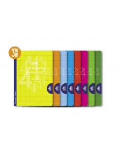 Lamela Pack de 10 Libretas Grapadas con 50 Hojas de 90g m2 con Margen - Formato A4 - Pauta Cuadrovia de 3mm - Cubierta de