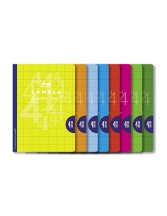 Lamela Pack de 10 Libretas Grapadas con 50 Hojas de 90g m2 con Margen - Formato A4 - Pauta Cuadrovia de 4mm - Cubierta de